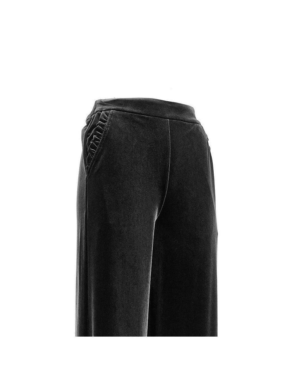 Emporio Armani Black Wide Leg Chenille Pants