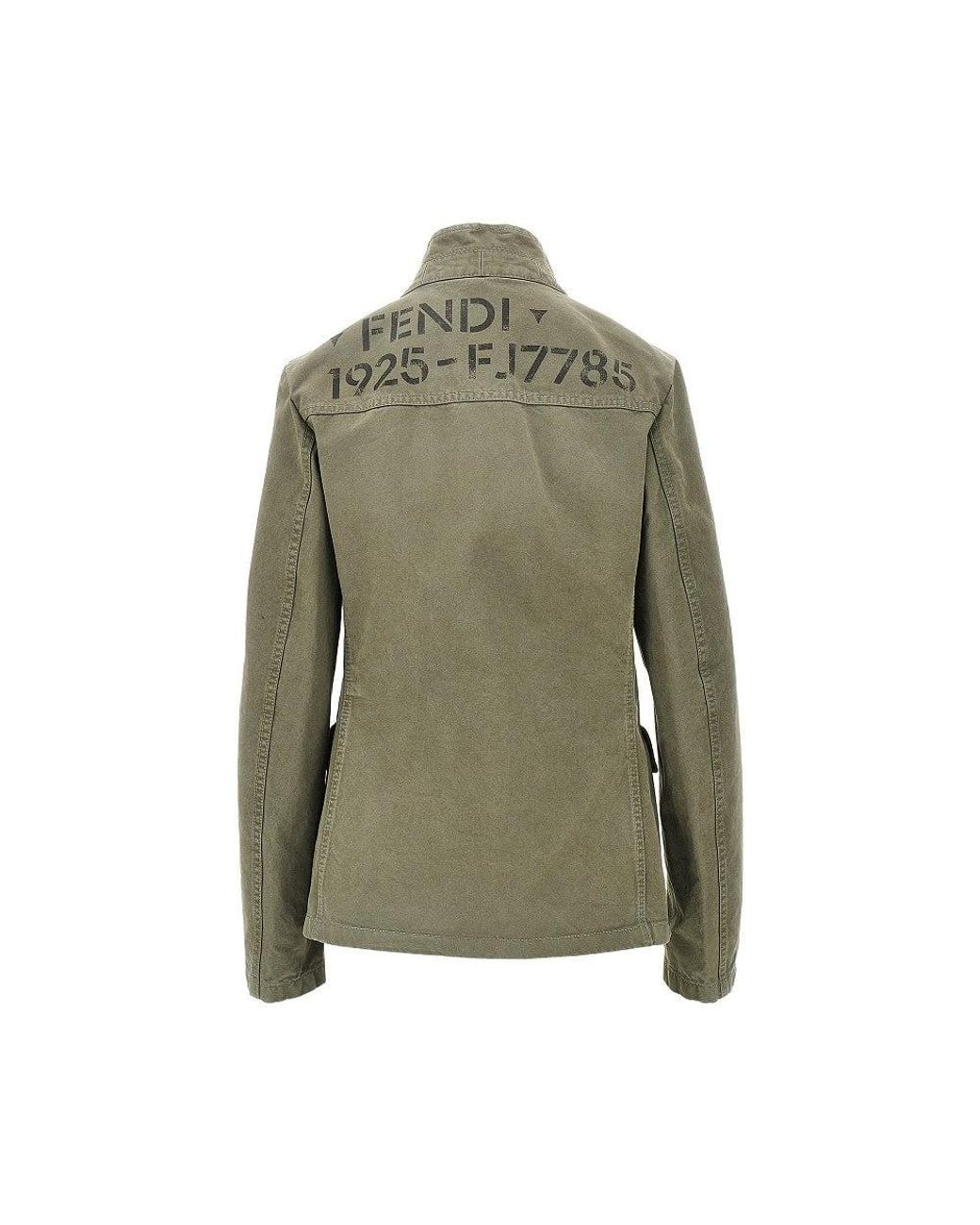 Fendi Green Stencil 1925 Print Drill Jacket