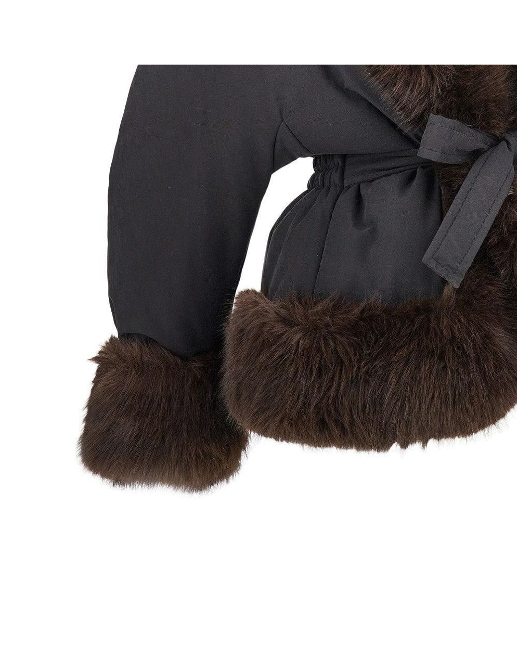 ANDAMANE Black 'Brina' Padded Jacket With Faux Fur