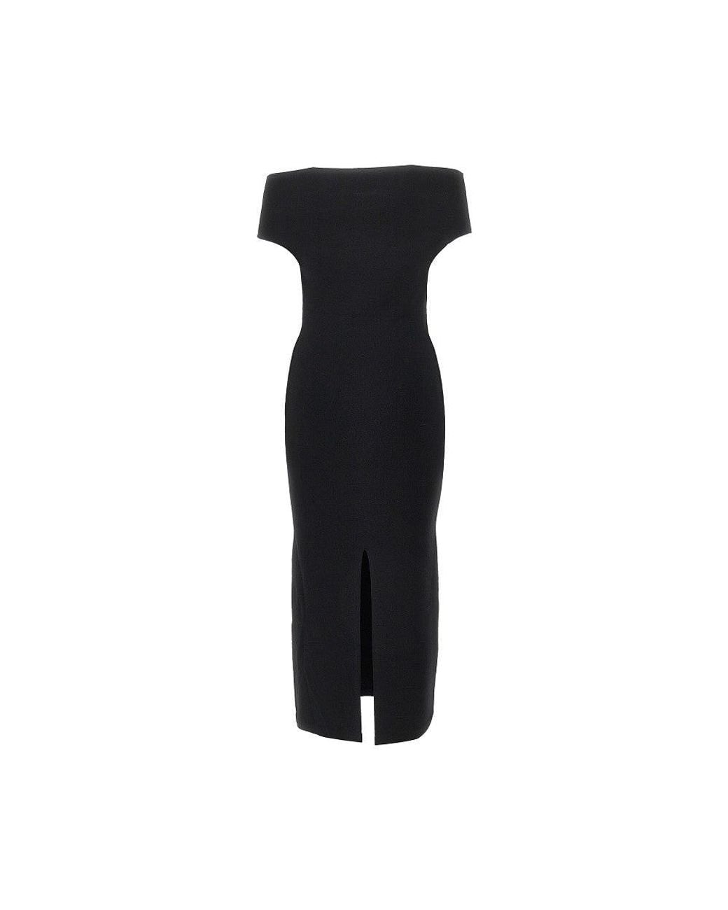 Alberta Ferretti Black Knitted Midi Dress With Metal Detail