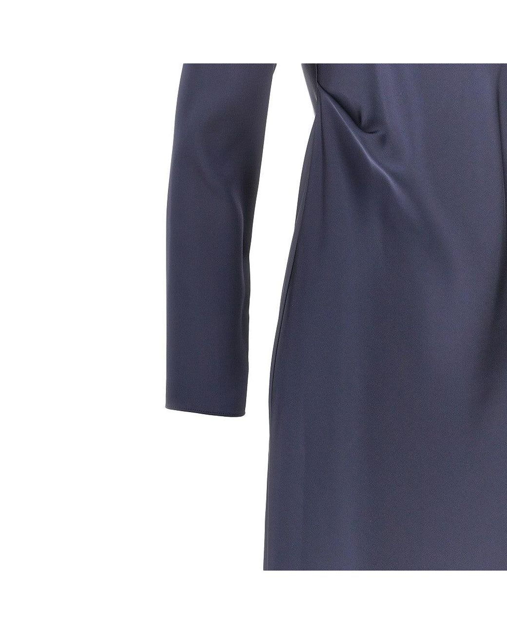 Emporio Armani Blue Satin-Effect Tecno Twill Midi Dress