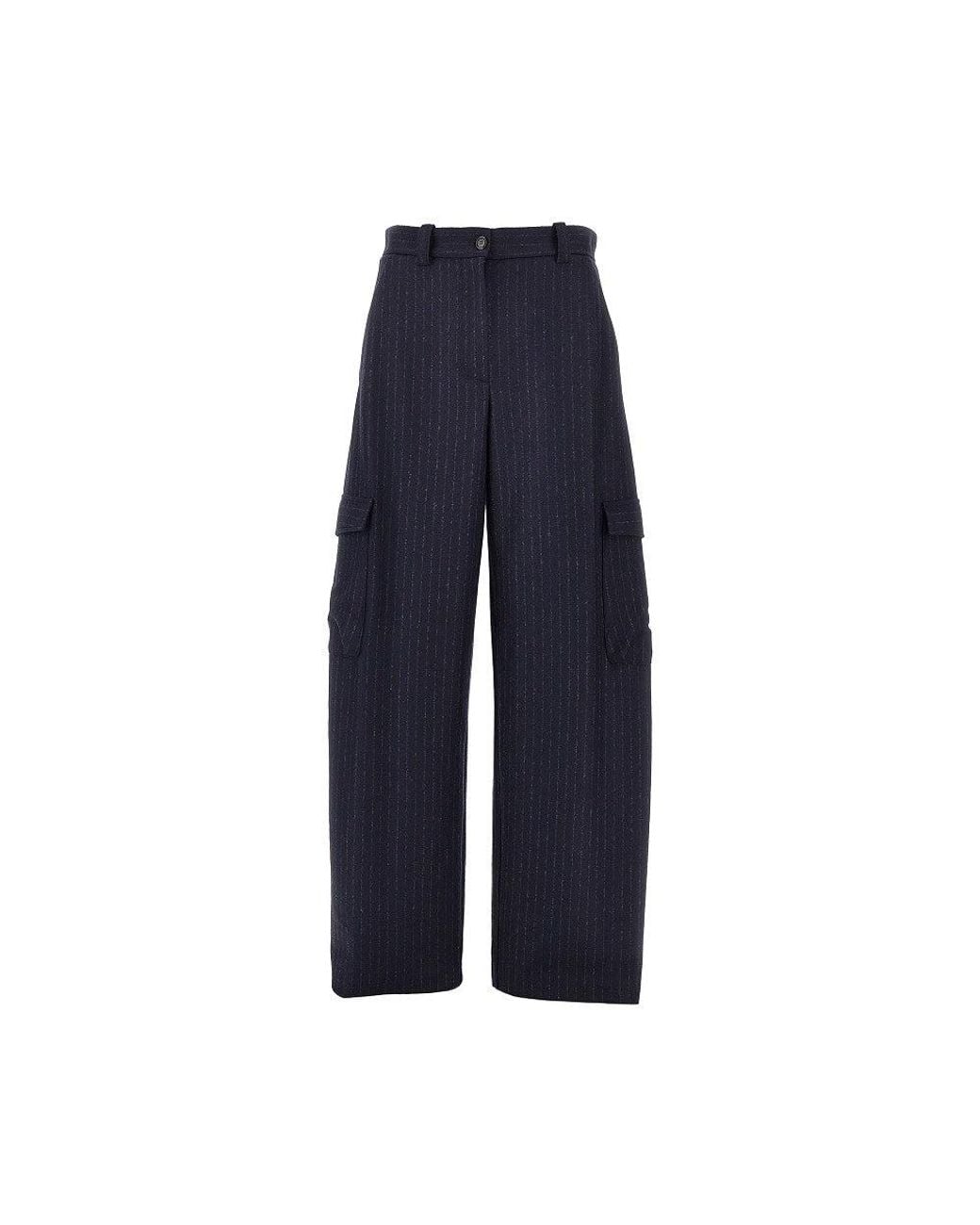 Pinko Blue Pinstriped Flannel Cargo Pants