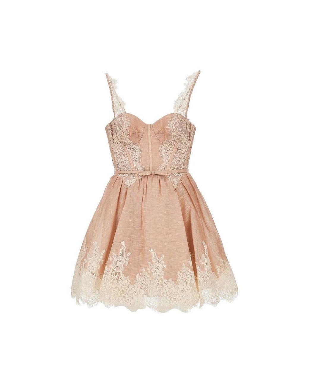 Zimmermann Natural 'Valiant' Lace Trim Organdy Mini Dress