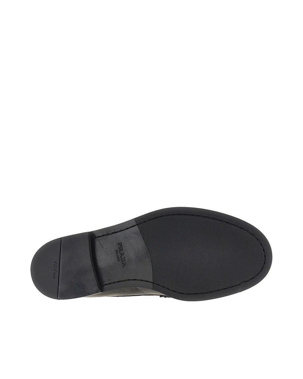 Prada Black Antique Finish Leather Loafers 8 for men
