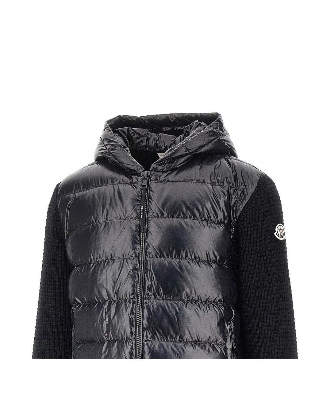 Moncler Black Padded Nylon And Knit Cardigan for men