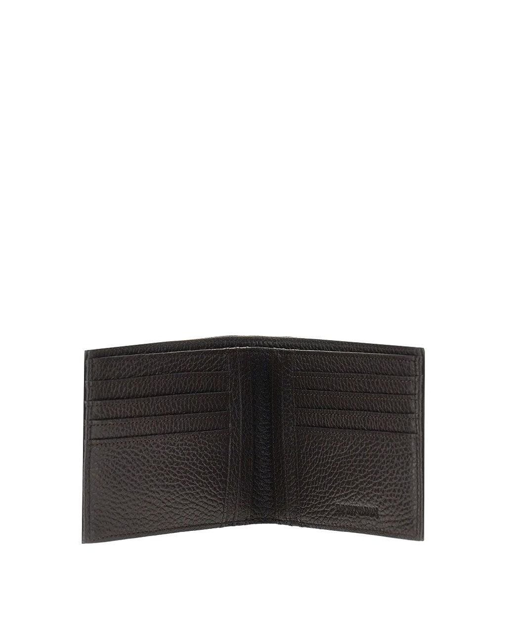 Emporio Armani Black Grained Leather Bi-Fold Wallet for men