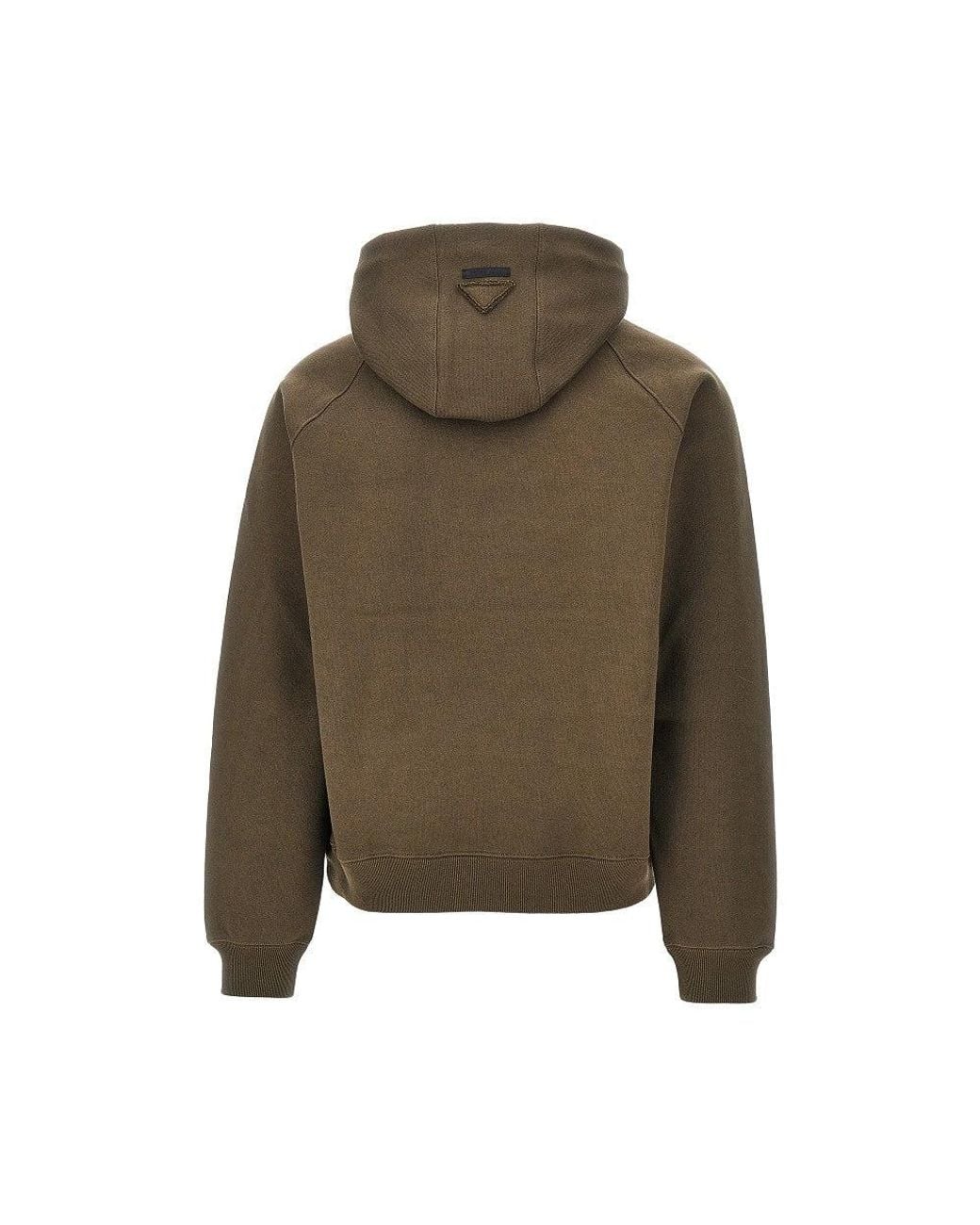 Prada Green Cotton Hoodie for men