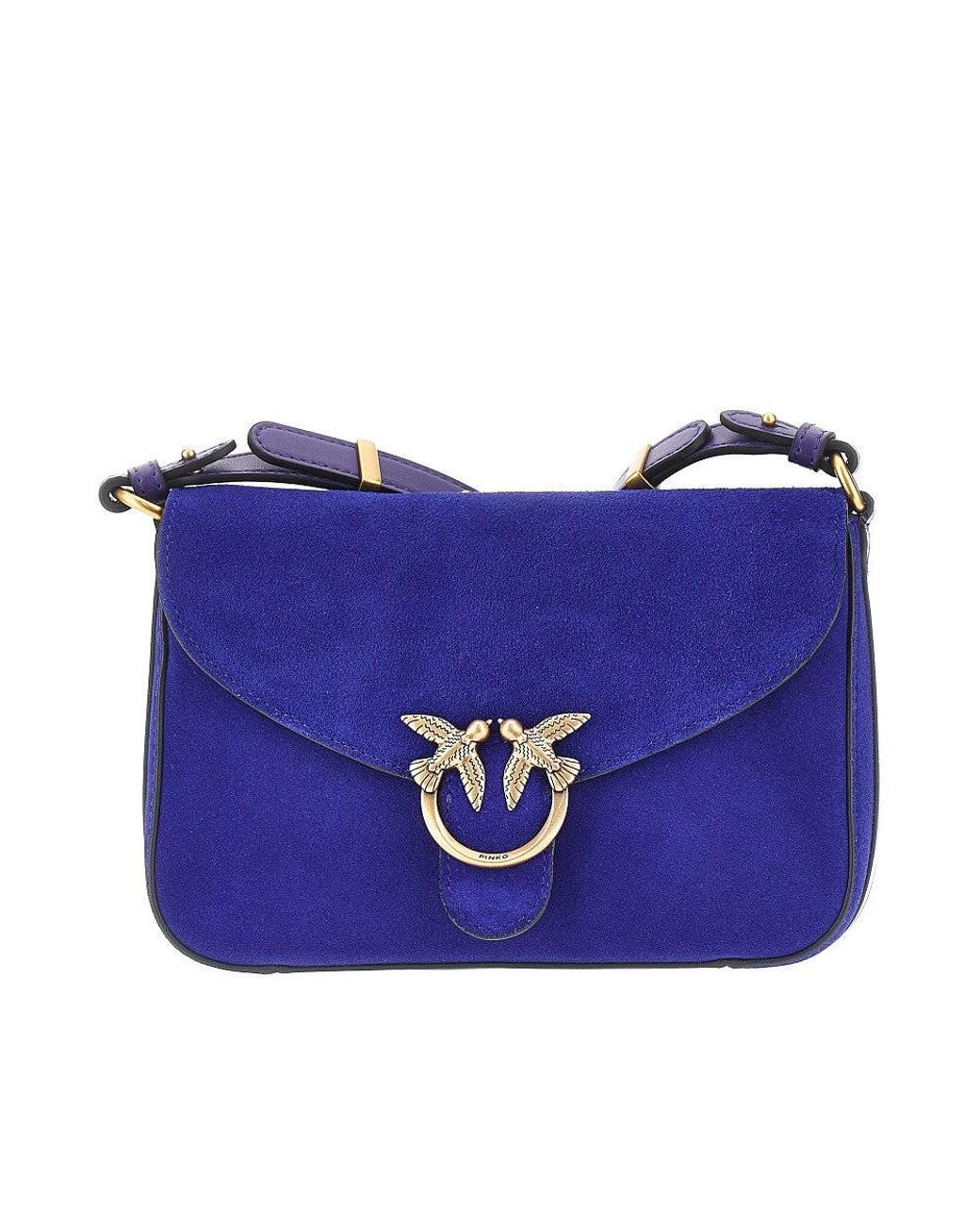 Pinko Blue 'Mini Love Bag Satchel' Suede Leather Bag