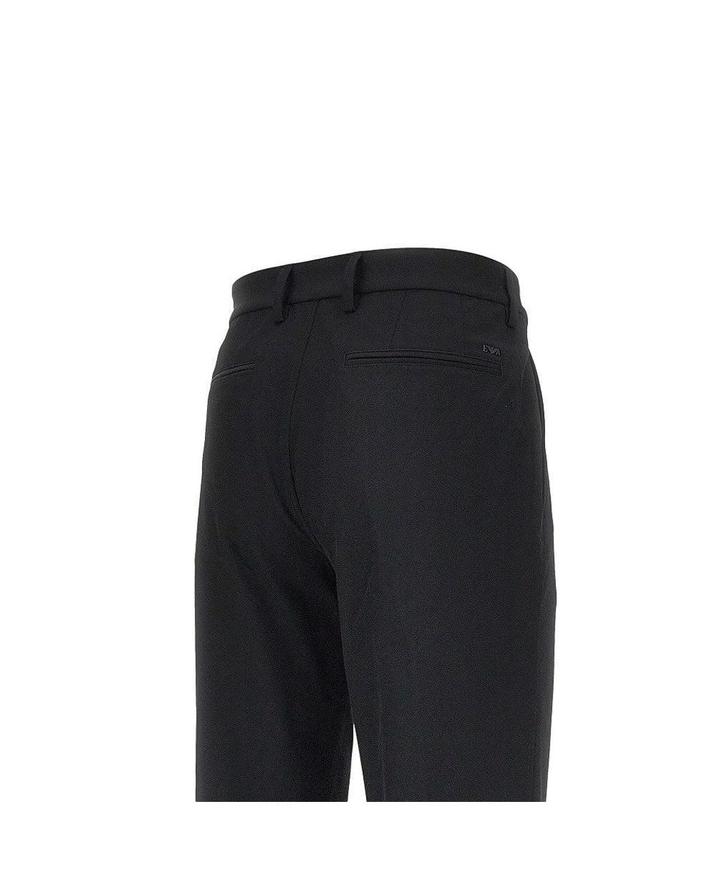 Emporio Armani Black Stretch Twill Chino Pants for men