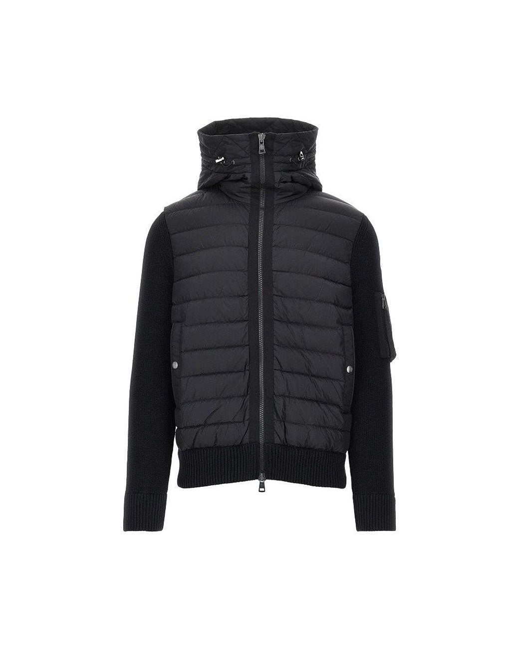 Moncler Blue Padded Nylon And Wool Cardigan for men