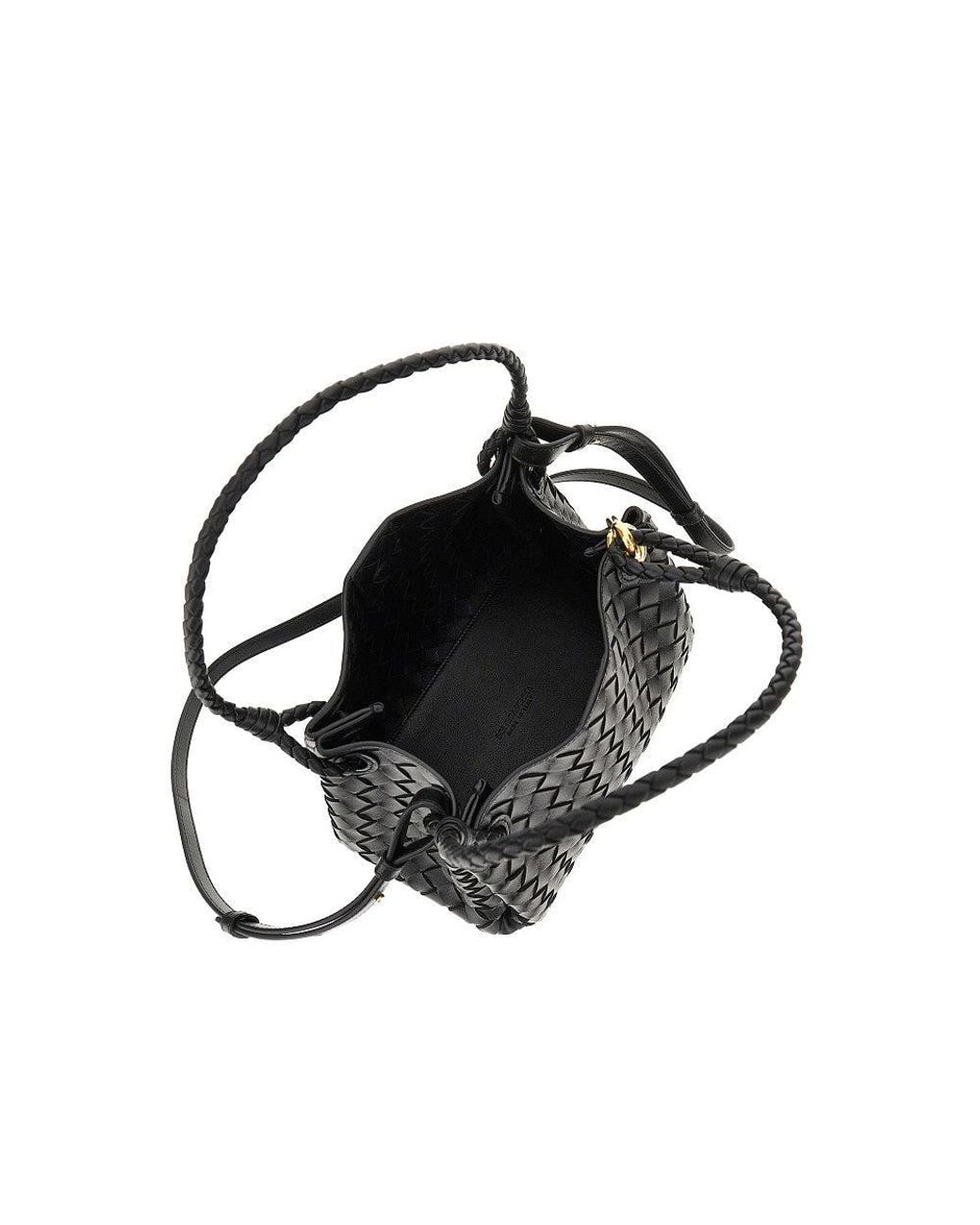 Bottega Veneta Black Intrecciato Leather Medium 'Parachute' Bag