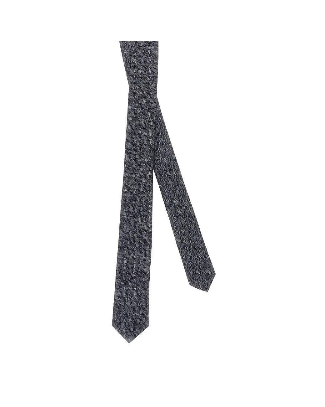 Emporio Armani Gray Jacquard Silk Necktie for men