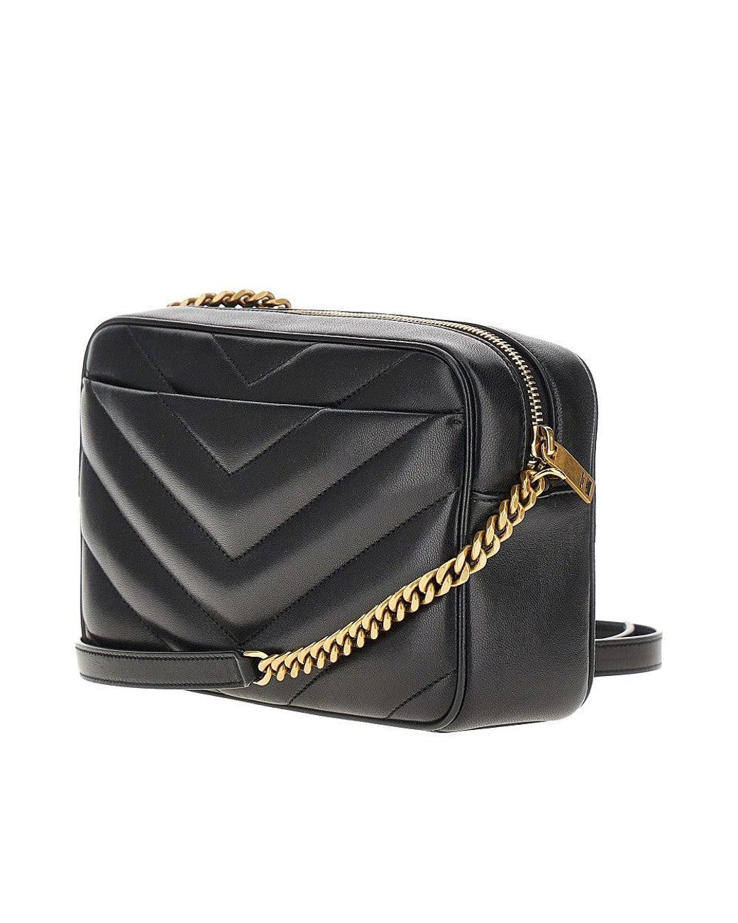 Saint Laurent Black 'Loulou' Matelassé Nappa Leather Camera Bag