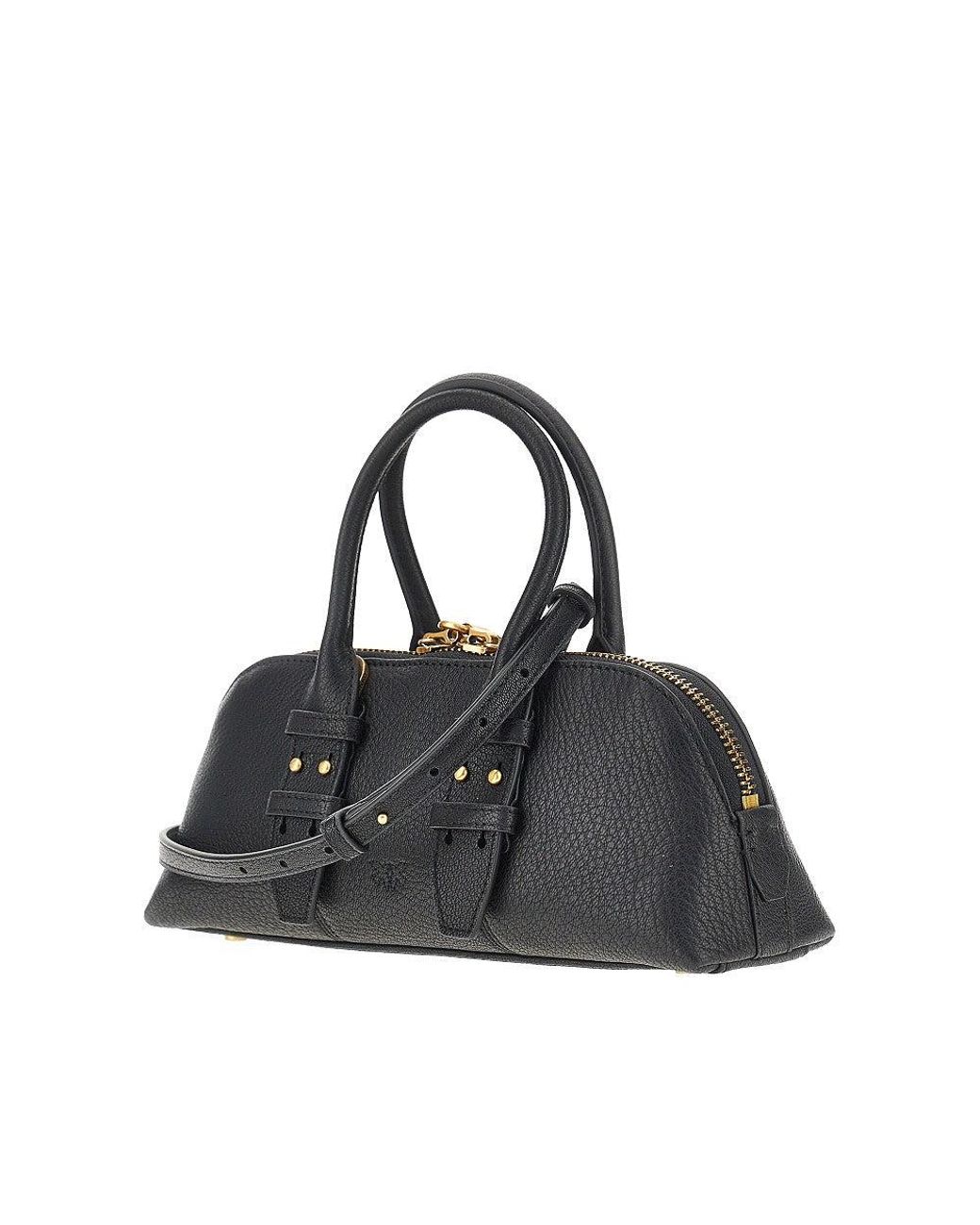 Pinko Black Grained Leather Small 'Escape Bag' Bag