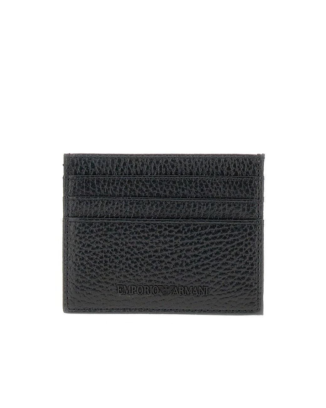 Emporio Armani Black Grained Leather Cardholder for men