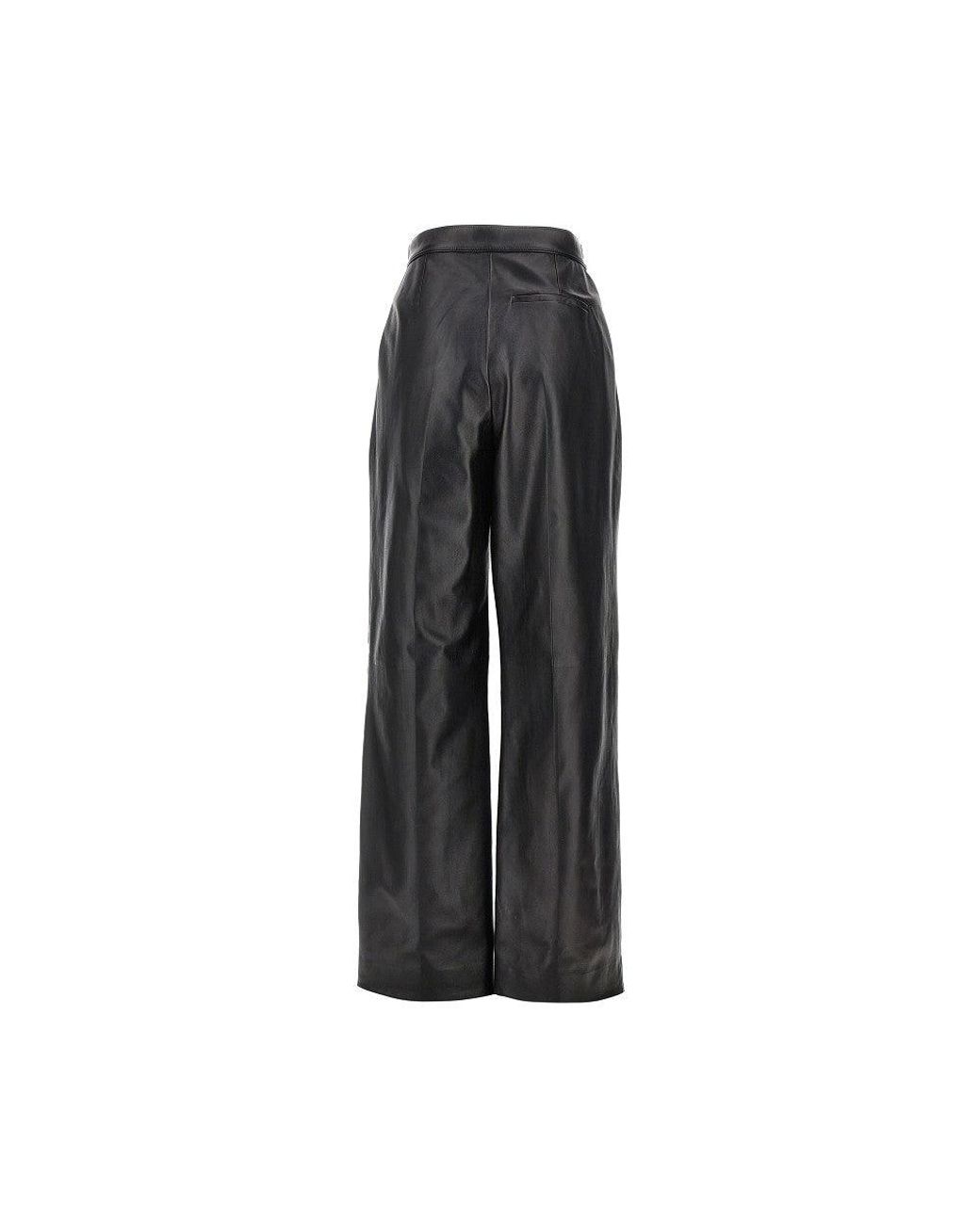 Bottega Veneta Black Nappa Leather Pants With Darts