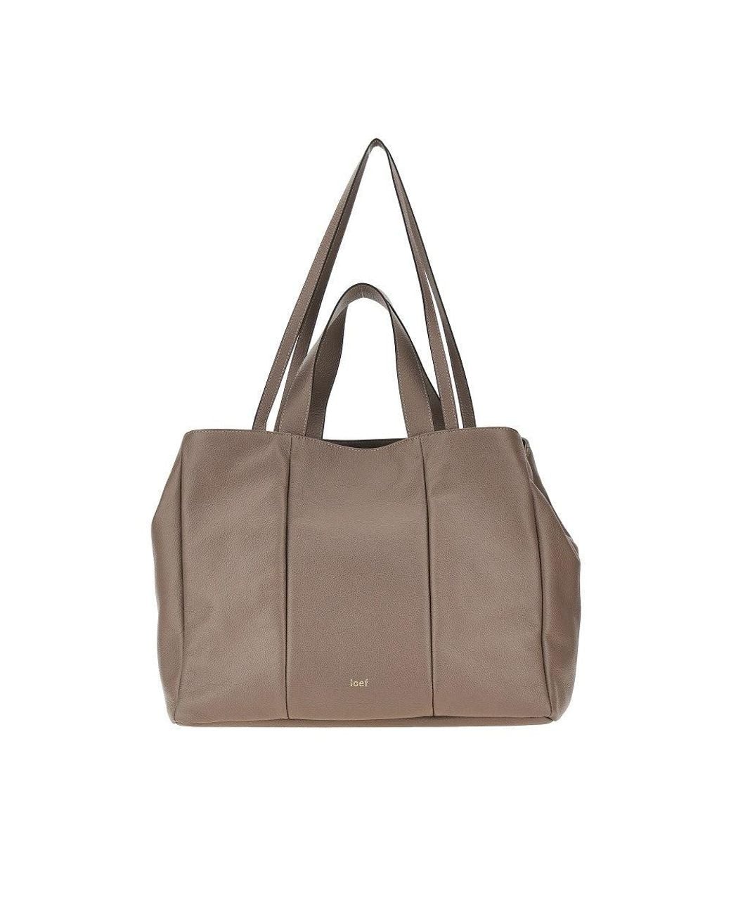 IOEF Brown Grained Leather 'Daisy' Shopping Bag