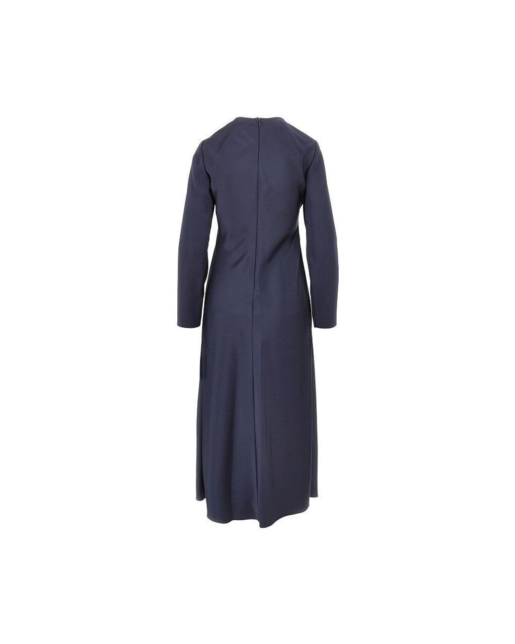 Emporio Armani Blue Satin-Effect Tecno Twill Midi Dress