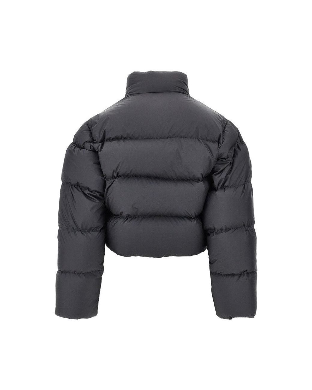 Gucci Gray Cropped Down Jacket With Crest