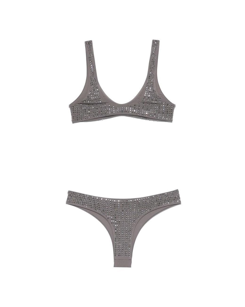 VENUJA Gray Crystal-Embellished Lycra Bikini