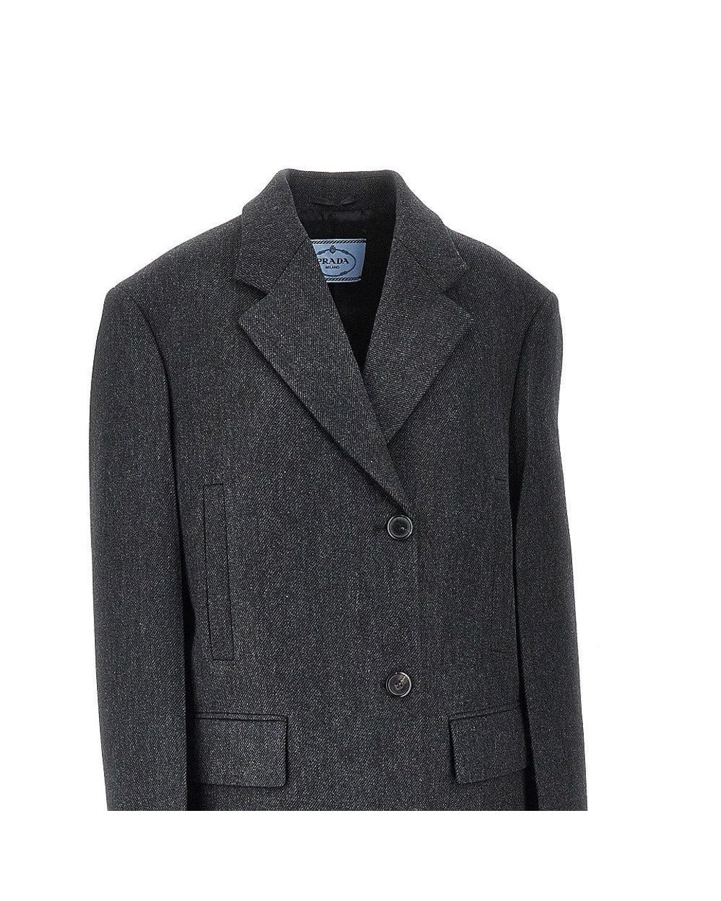 Prada Black Wool Double Single-Breasted Coat