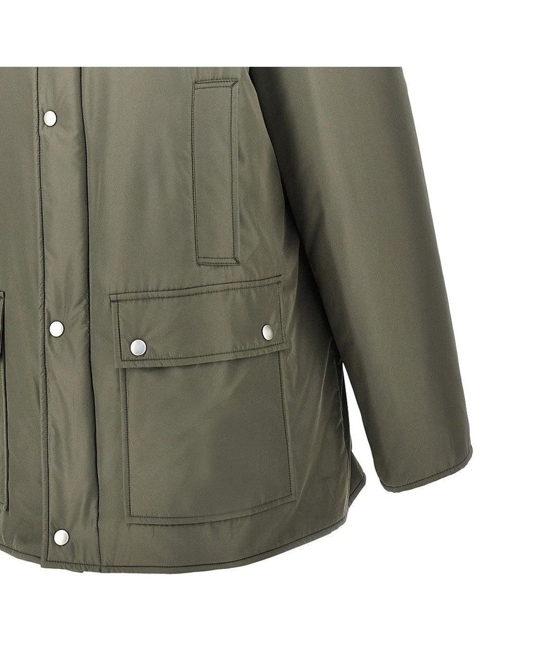Maison Margiela Green Padded Jacket With Shearling-Effect Collar for men