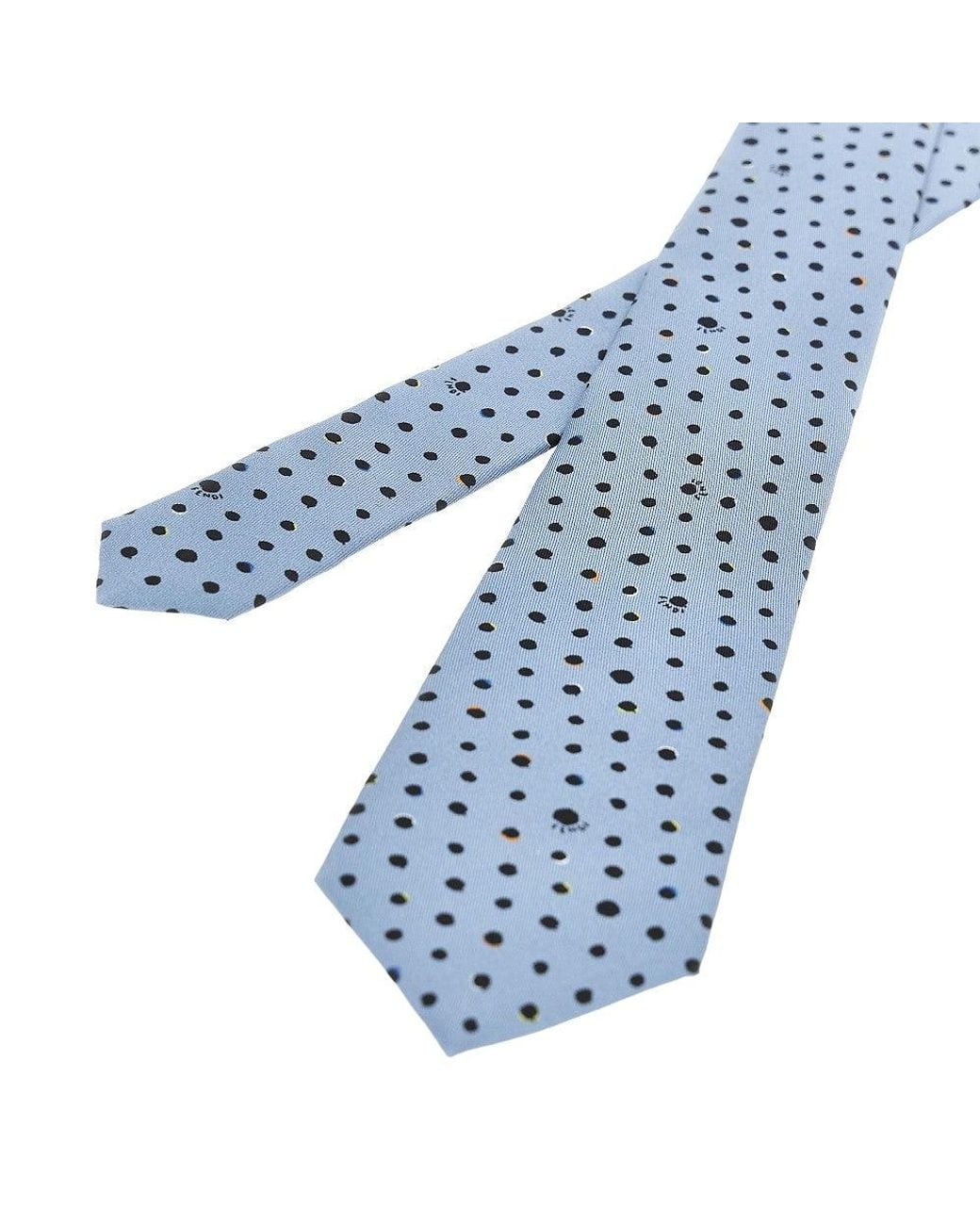 Fendi Blue Falena Dots Silk Necktie for men
