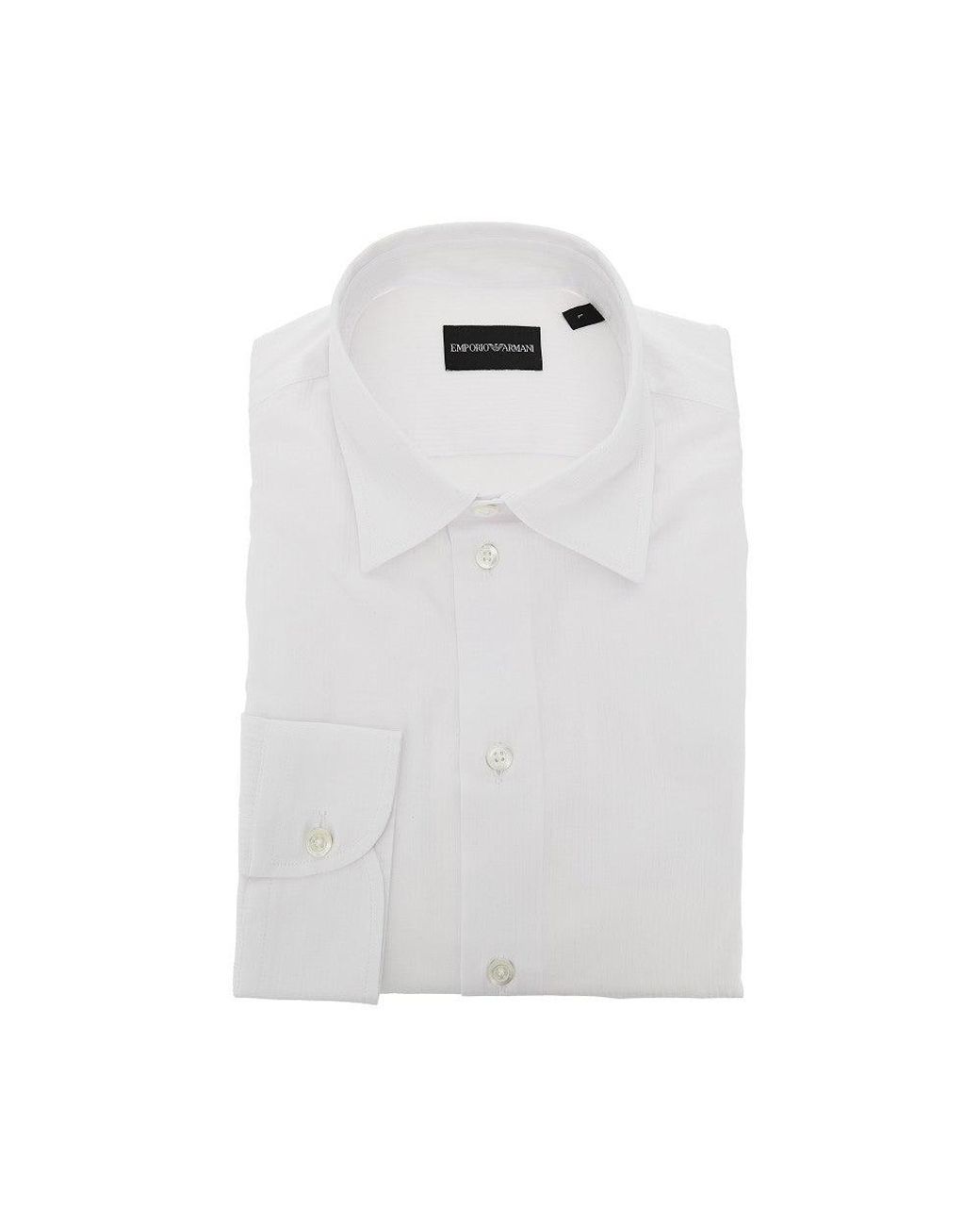 Emporio Armani White Micro-Textured Cotton Shirt for men
