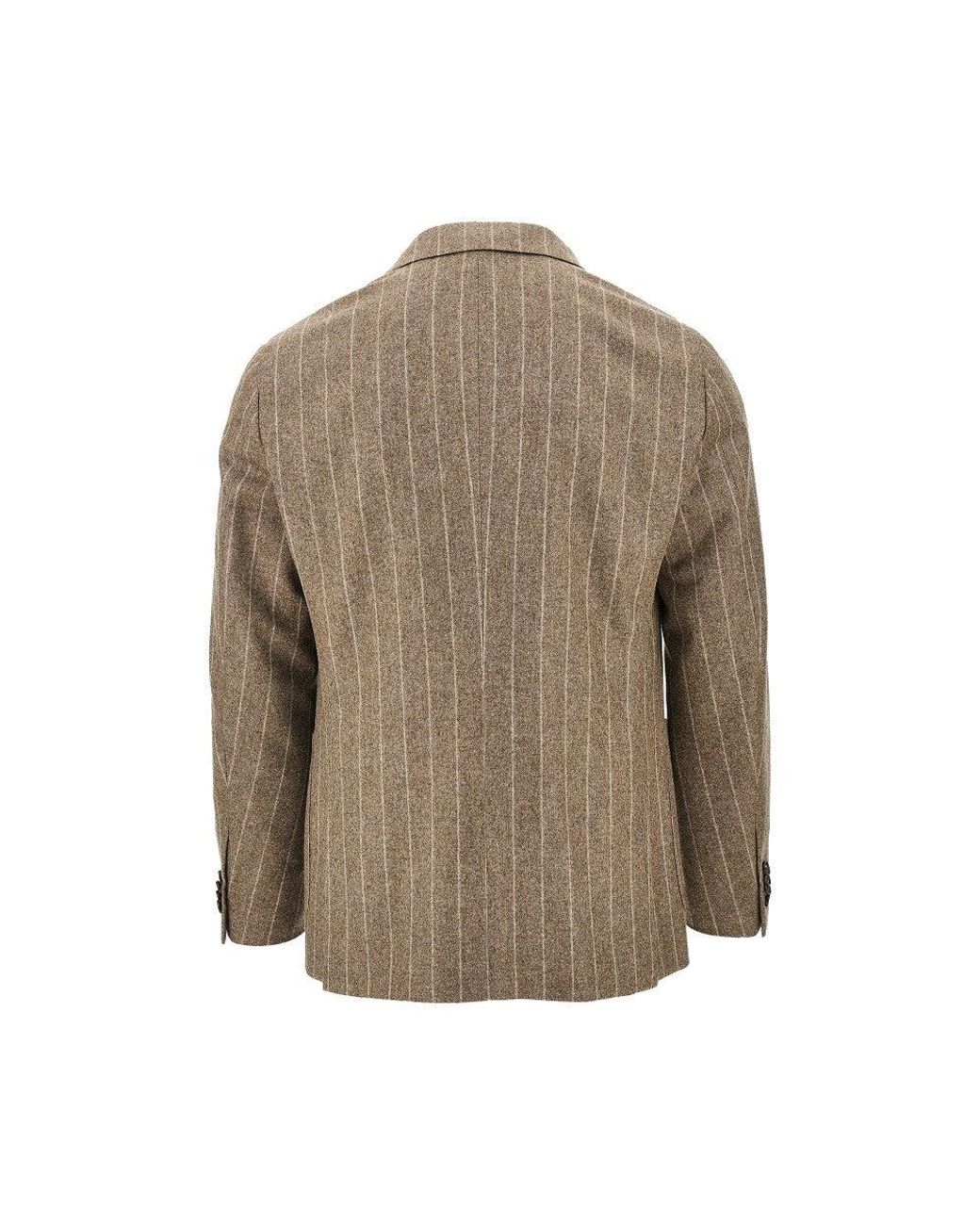 Caruso Natural 'Aida' Pinstriped Flannel Double-Breasted Sui for men