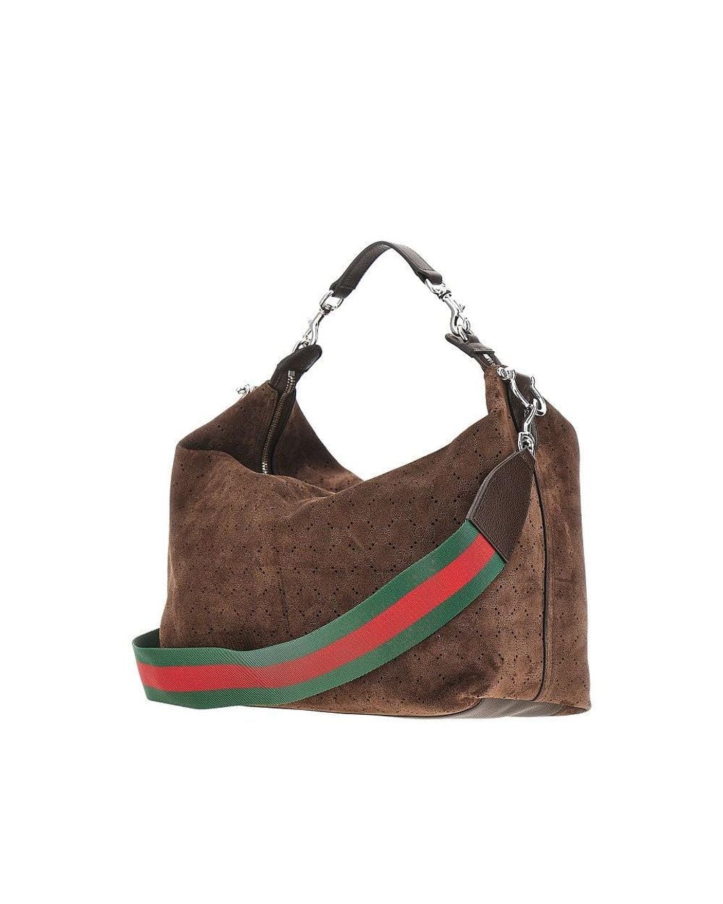 Gucci Brown Openworked Suede Medium 'Brera' Bag for men