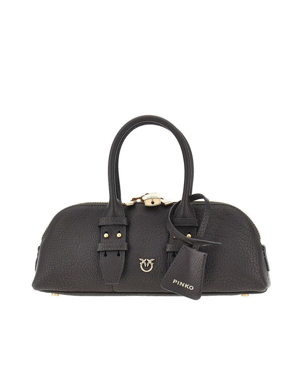 Pinko Black Grained Leather Small 'Escape Bag' Bag