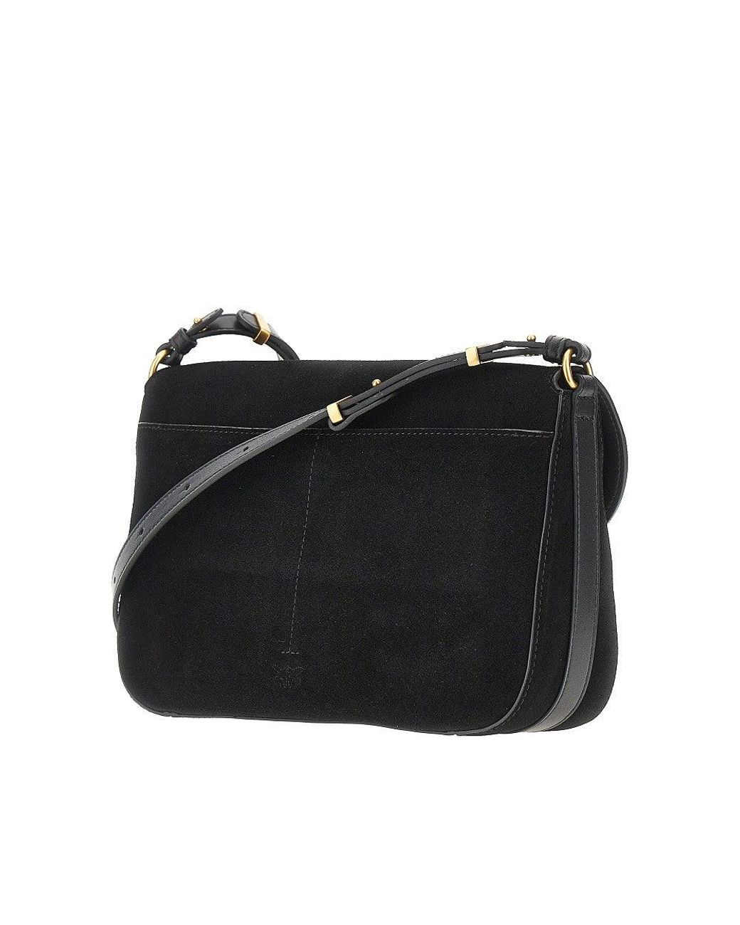 Pinko Black Suede Leather Medium Love Bag Satchel Bag
