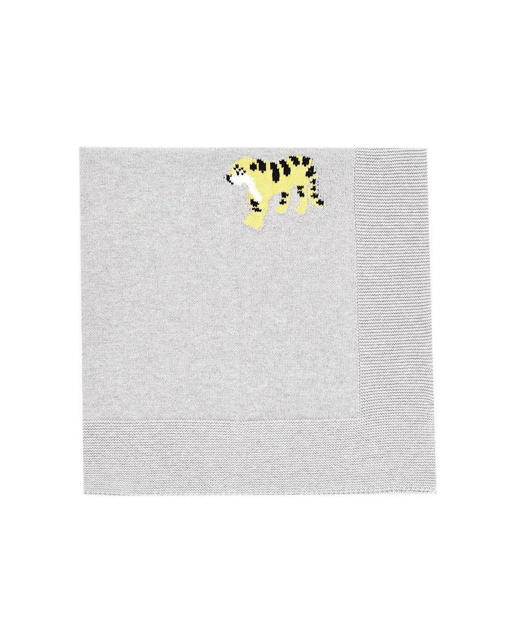 Stella McCartney White Tigers Intarsia Cotton Blanket Kids for men