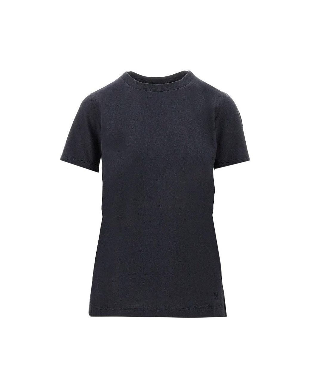 Emporio Armani Blue T-Shirt With Logo Embroidery