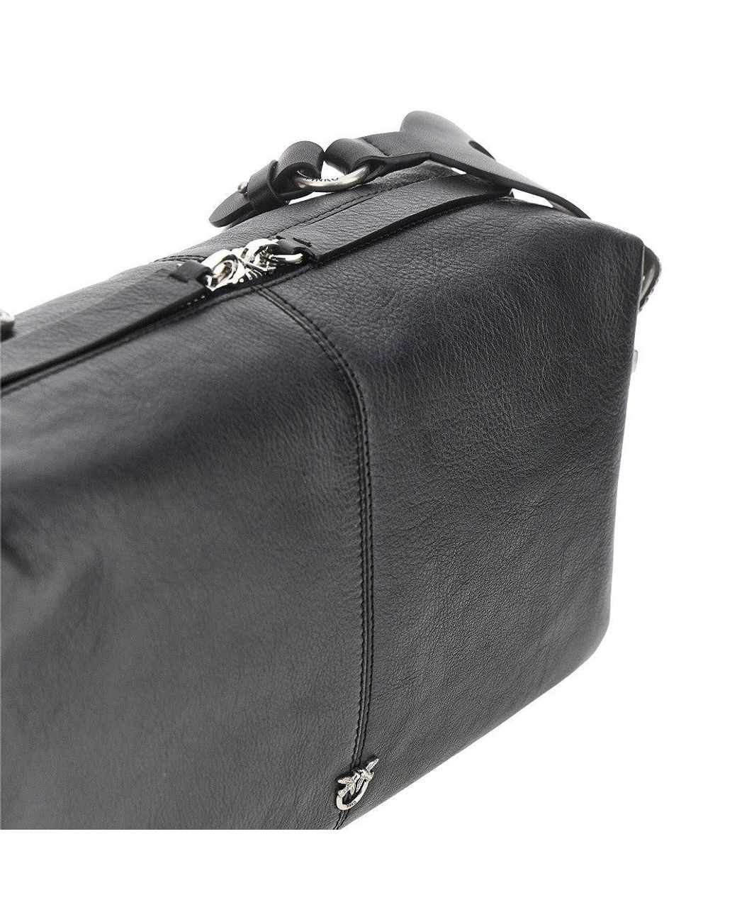 Pinko Black Leather Medium 'Keeper' Shoulder Bag