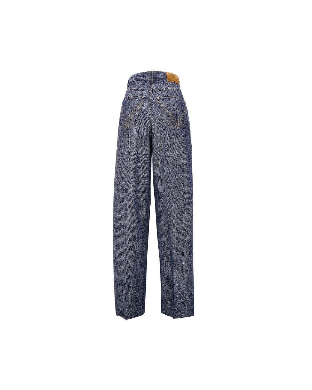 Bottega Veneta Blue Denim-Effect Wool-Blend Pants