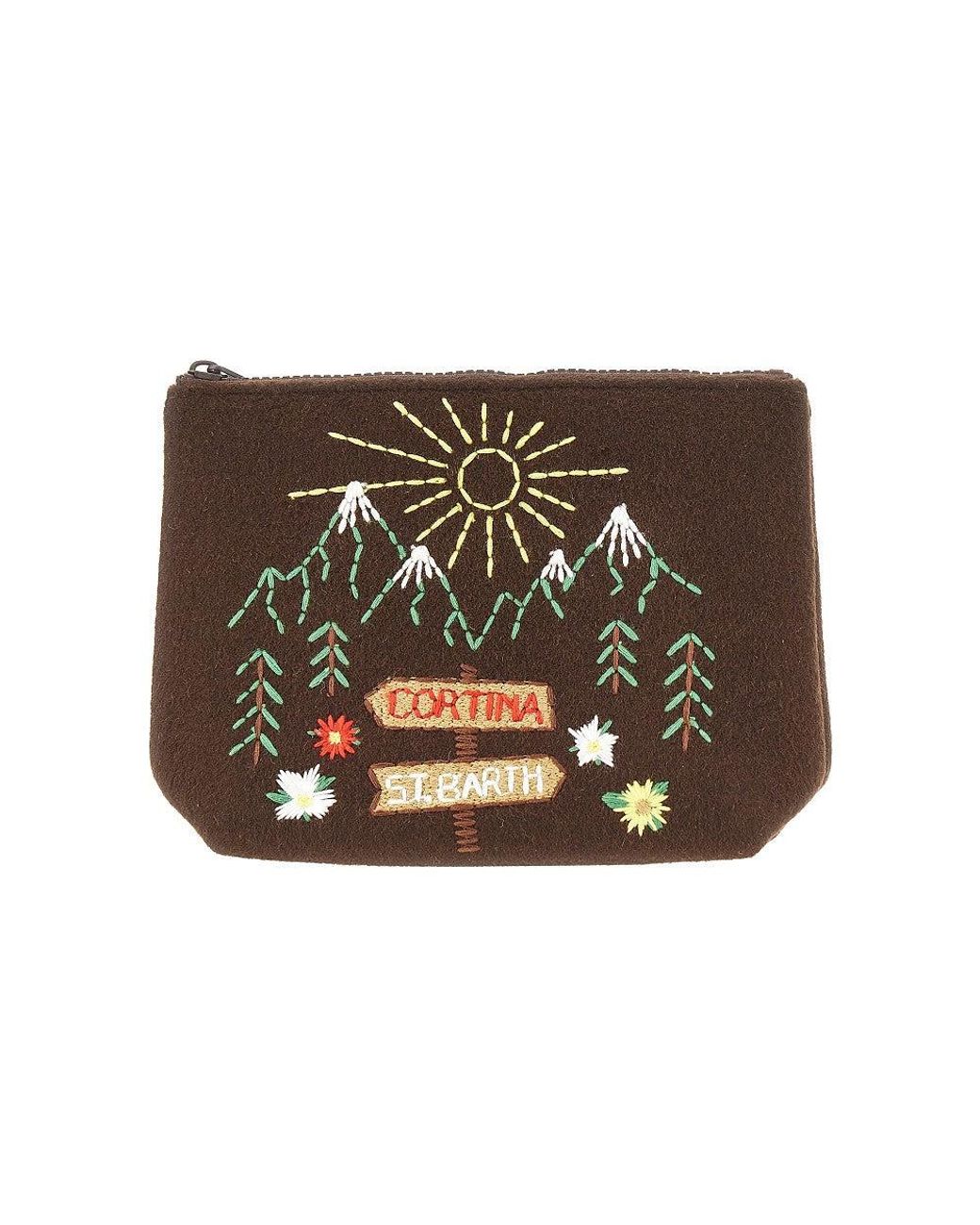 Pouch 'Aline' Ricamata di Mc2 Saint Barth in Brown