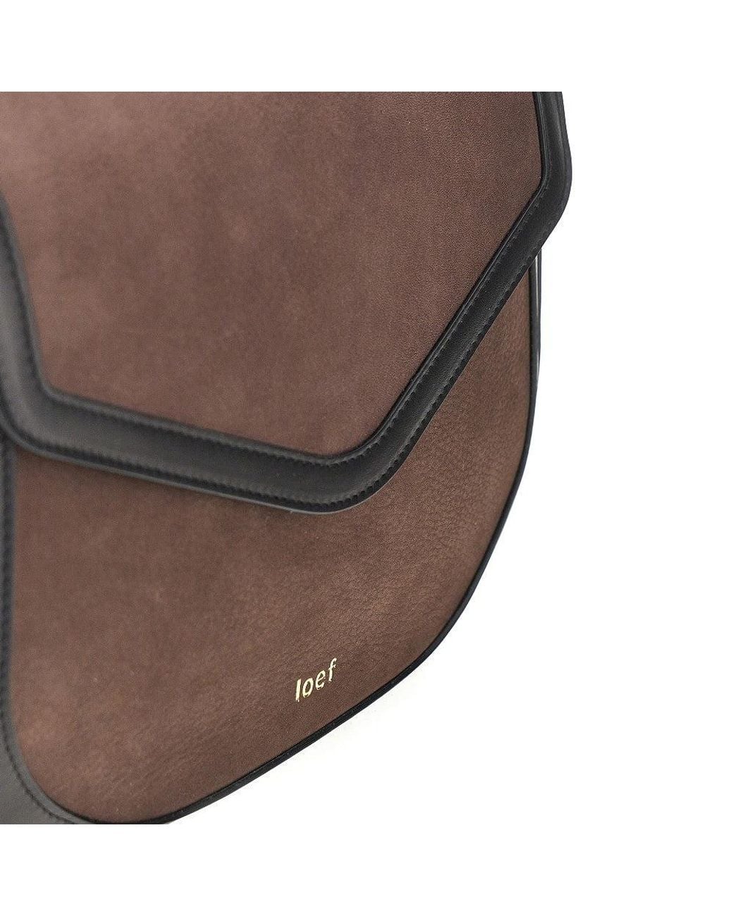 IOEF Brown Nubuck Leather 'Arc' Crossbody Bag