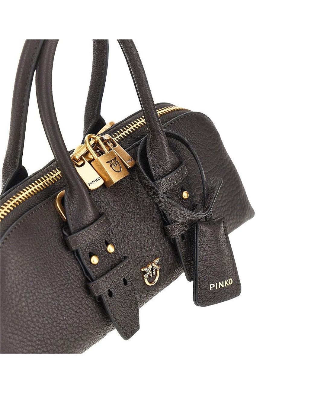 Pinko Black Grained Leather Small 'Escape Bag' Bag