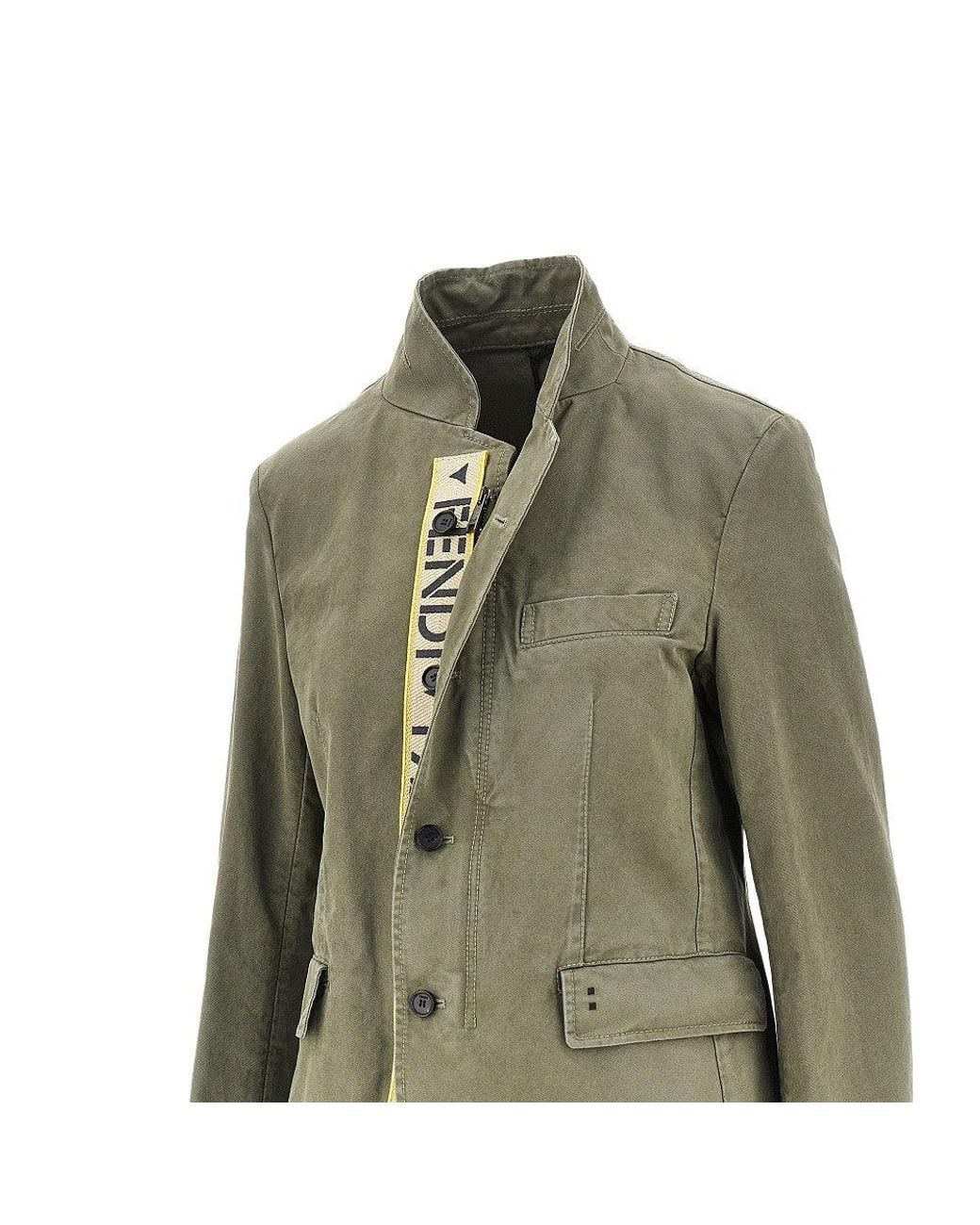Fendi Green Stencil 1925 Print Drill Jacket