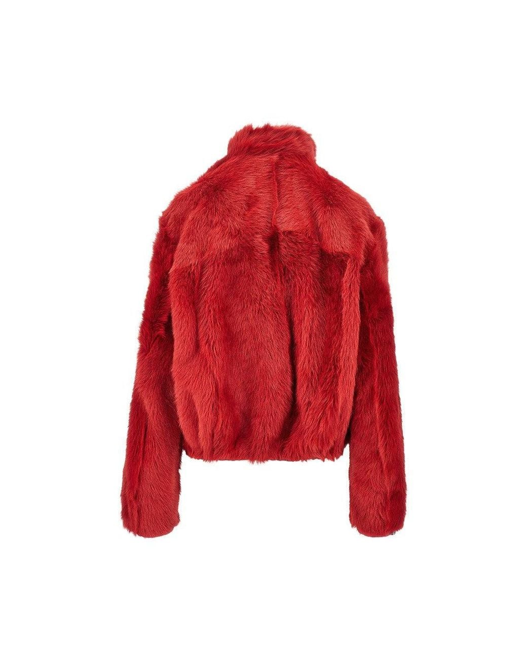 Isabel Marant Red 'Roama' Lamb Fur Jacket