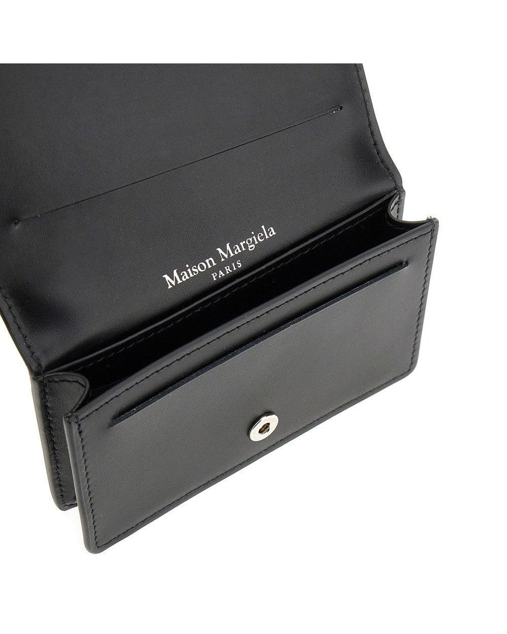 Maison Margiela Black Four Stitches Leather Cardholder for men