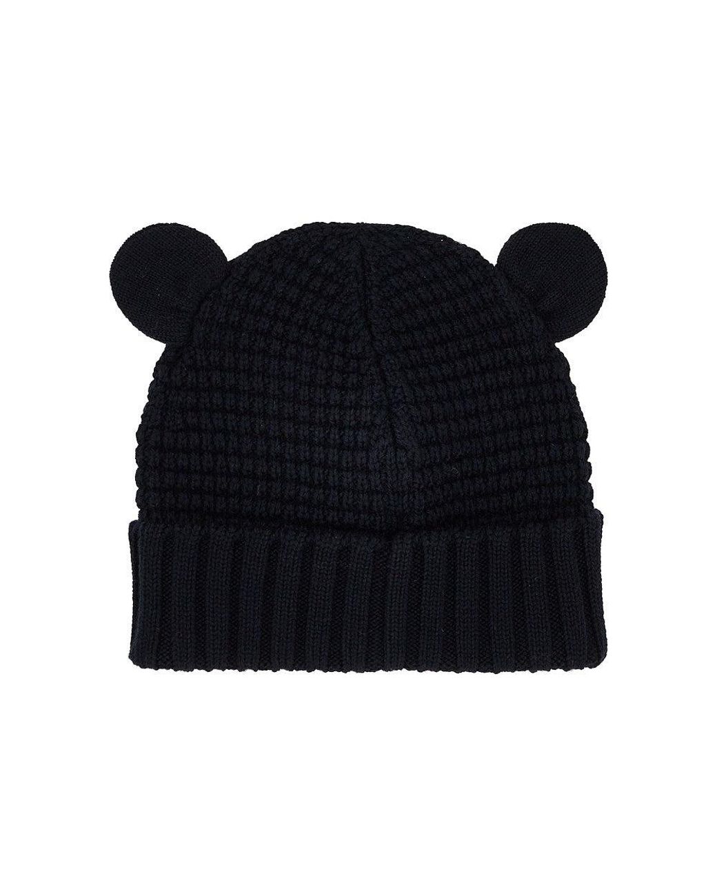 Moncler Black Teddy Bear Ears Wool Beanie Hat for men