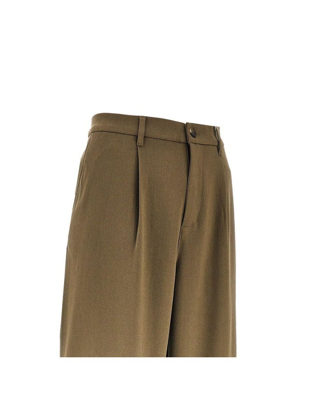 Woodbird Green 'Wbrick Nickle' Pleated Pants for men