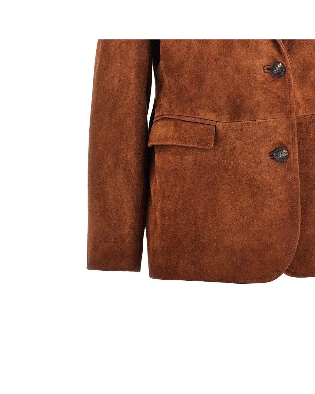 Golden Goose Deluxe Brand Brown 'Robyn' Suede Leather Single-Breasted Jacket