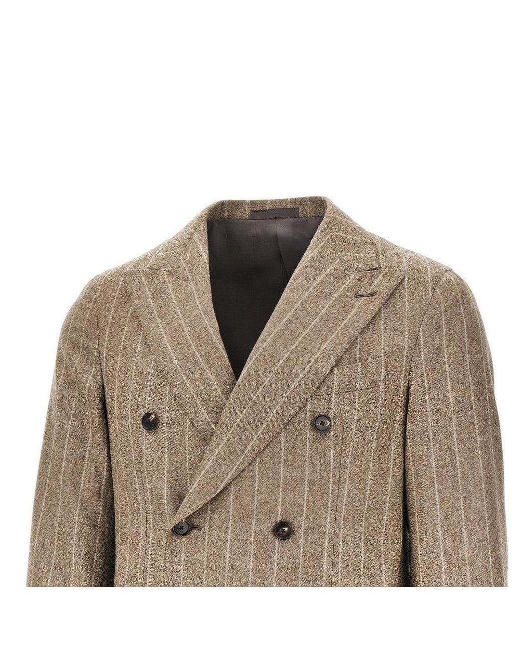 Caruso Natural 'Aida' Pinstriped Flannel Double-Breasted Sui for men