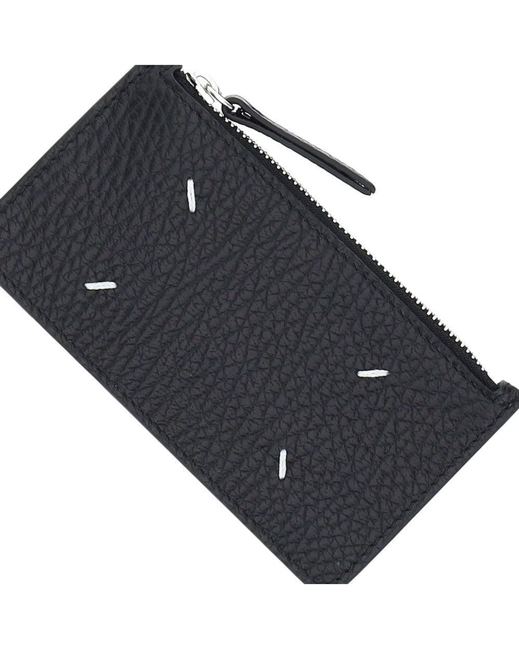 Maison Margiela Black Grained Leather Zippered Cardholder