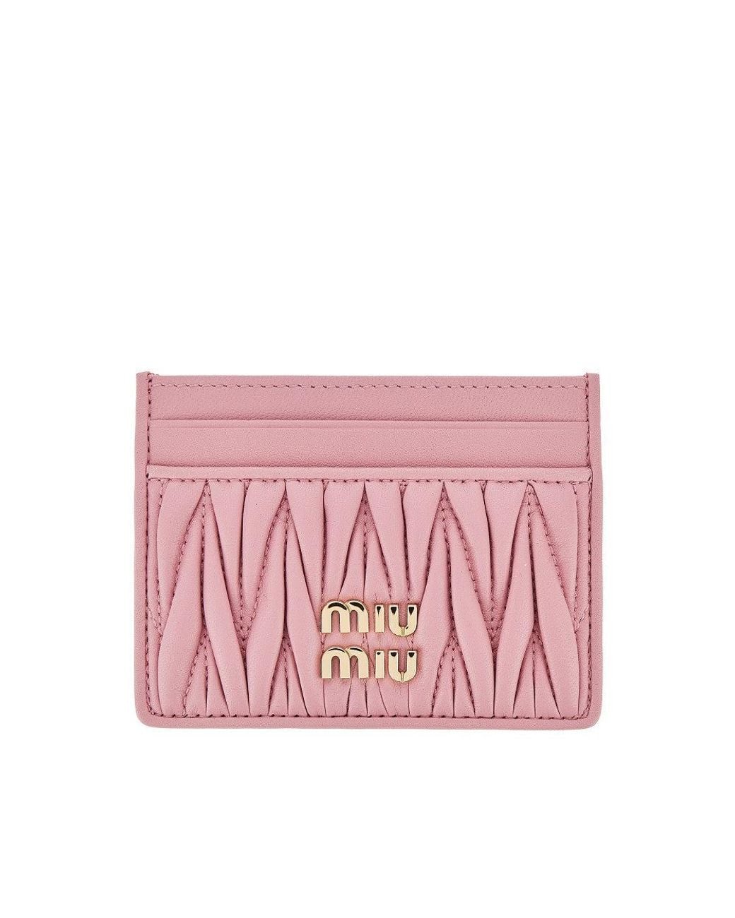 Miu Miu Pink Matelassé Nappa Leather Cardholder