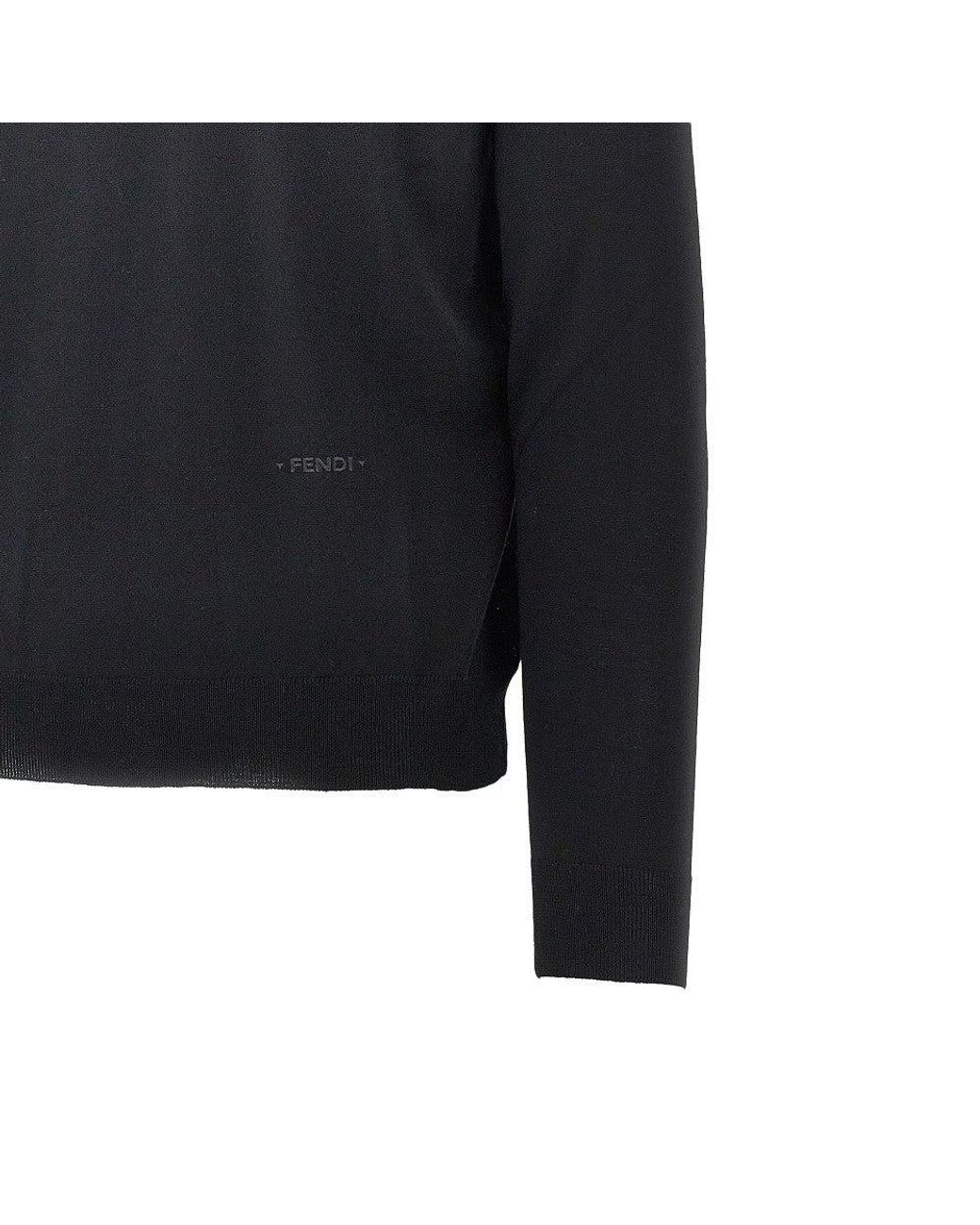 Fendi Blue V-Neck Wool Sweater for men