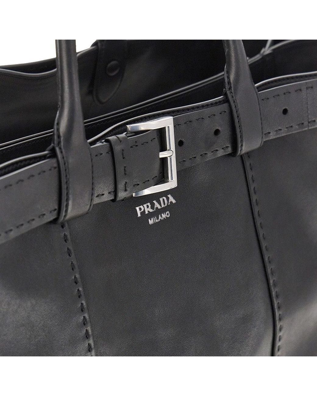 Prada Black Buckle' Antique Nappa Leather Bag for men
